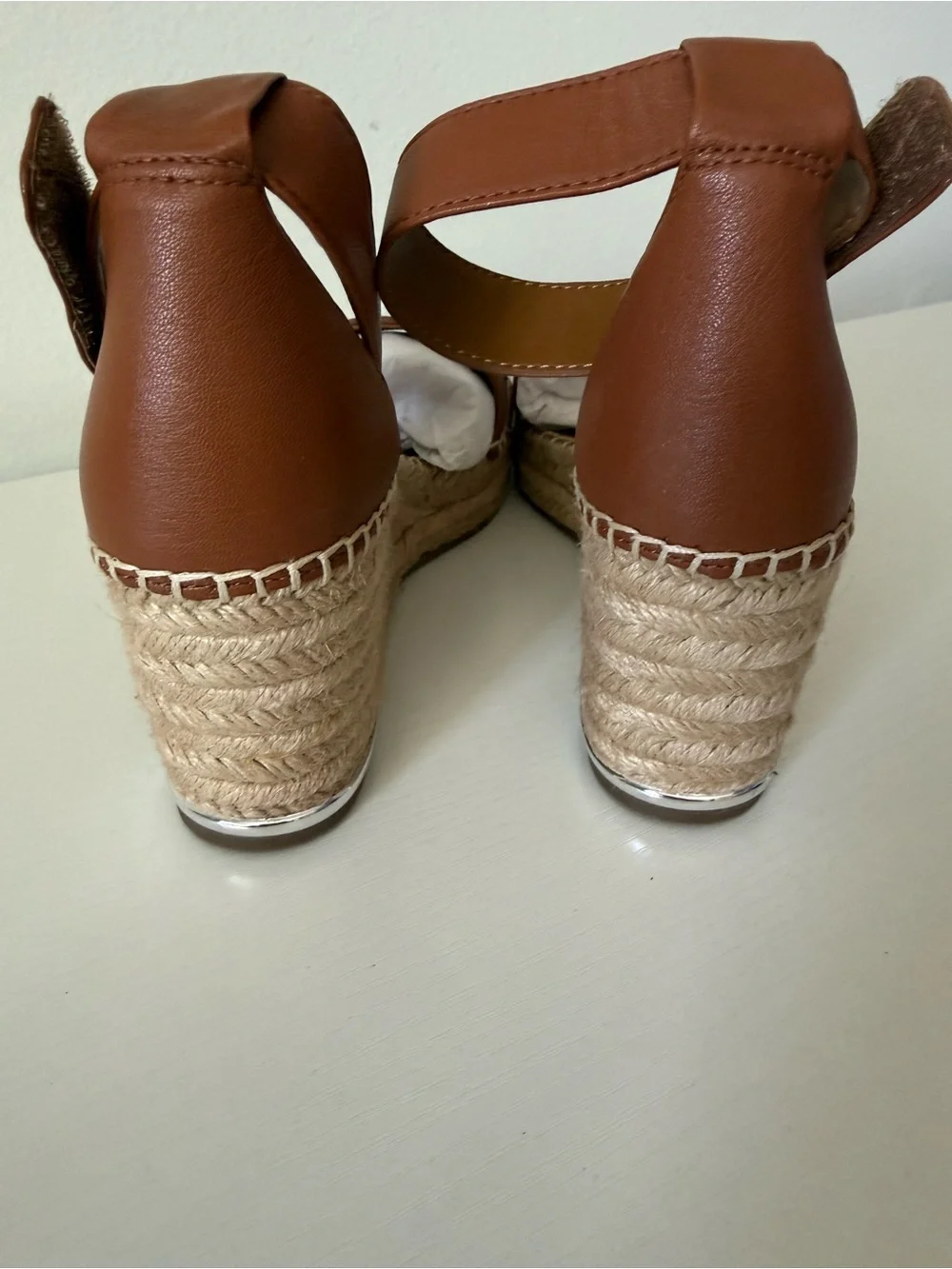 Franco Sarto Tan Brown Espadrille Wedge Sandals